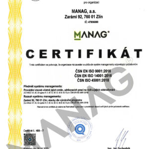 CERTIFIKAT CSN EN ISO 2016-2018