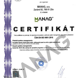 CERTIFIKAT CSN EN ISO 9001-2016