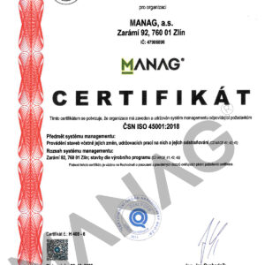 CERTIFIKAT CSN ISO 45001-2018